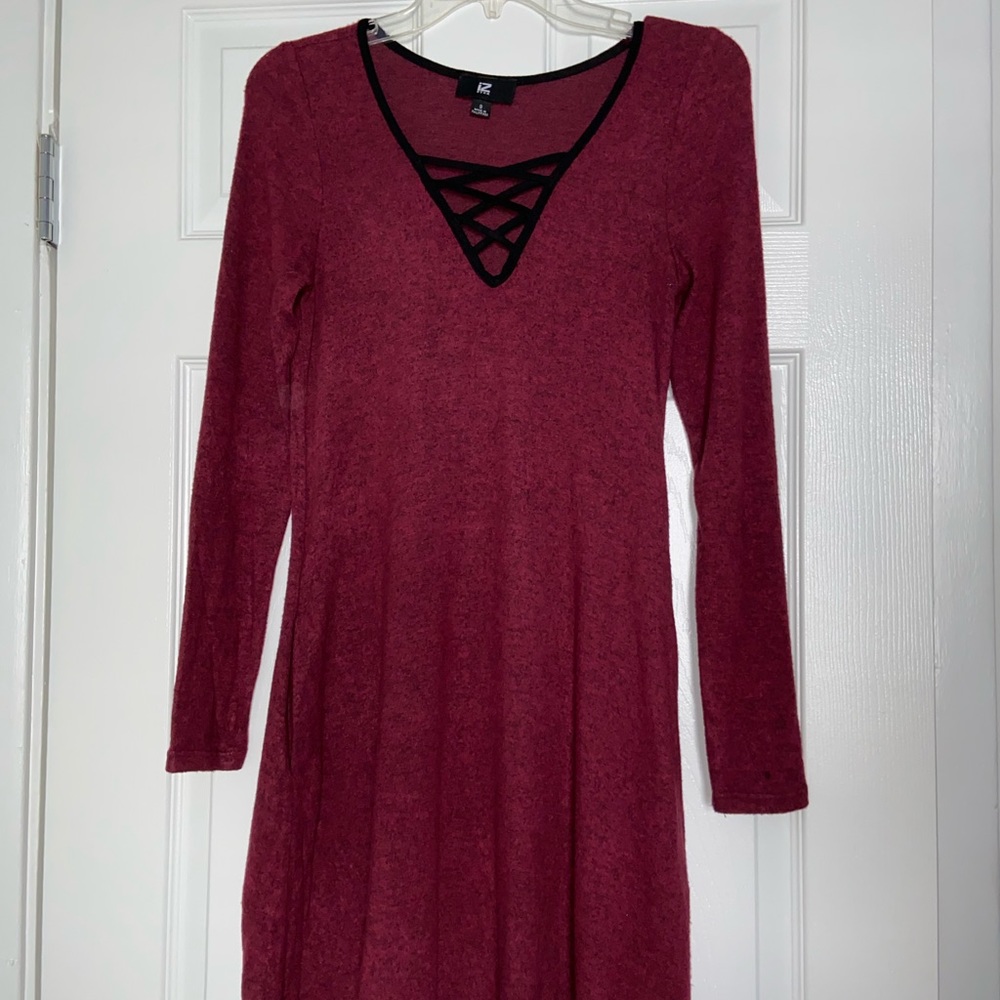 Maroon sweater dress